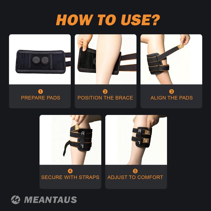 MEANTAUS Sciatica Pain Relief Devices Brace, Upgraded Adjustable Calf Support with Dual Pads & Massage Ball for Sciatic Nerve, Lower Back & Hip Pain Relief (Black)