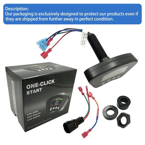 Golf Cart Keyless Ignition Switch System Compatible with EZGO TXT, Club Car DS Precedent Tempo Onward, Yamaha G22 G29 Golf Carts, One Click Start/Battery Level Display