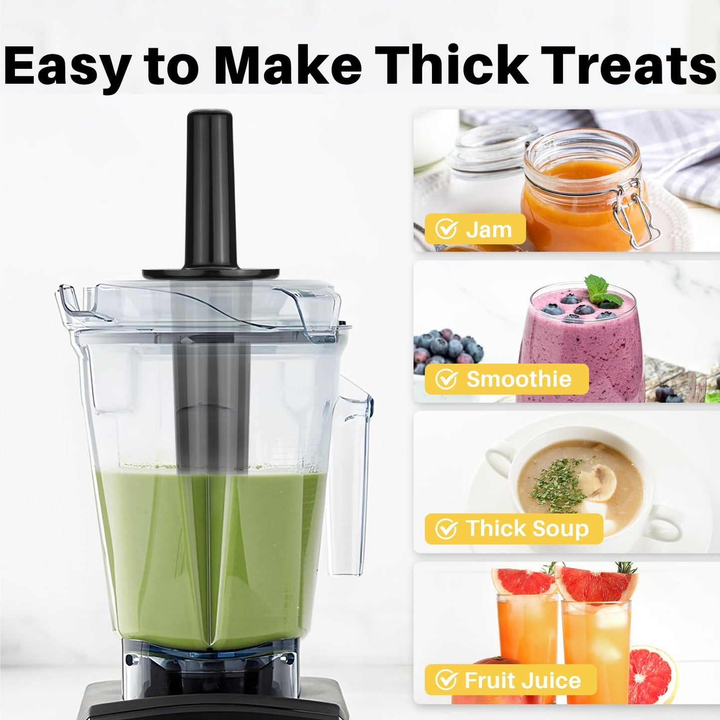 Blender Tamper Compatible with Vitamix 32Oz 48Oz Container, Small Mini Plunger Replacement Part Blender Tamper Stick Tool Accessories