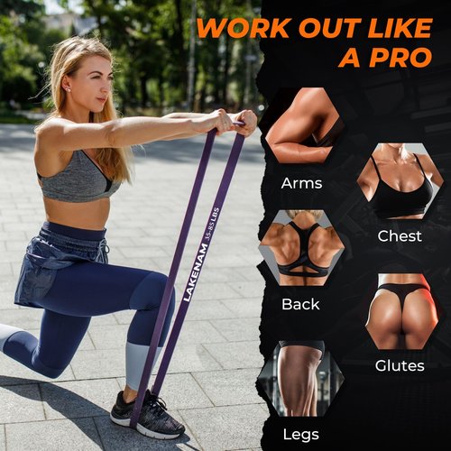 LAKENAM Resistance Bands Set, Exercise Workout Pull Up Assistance Bands with 6 Resistance Levels, Muscle Training Straps for Fitness, Working Out, Body Stretching, Physical Therapy, More
