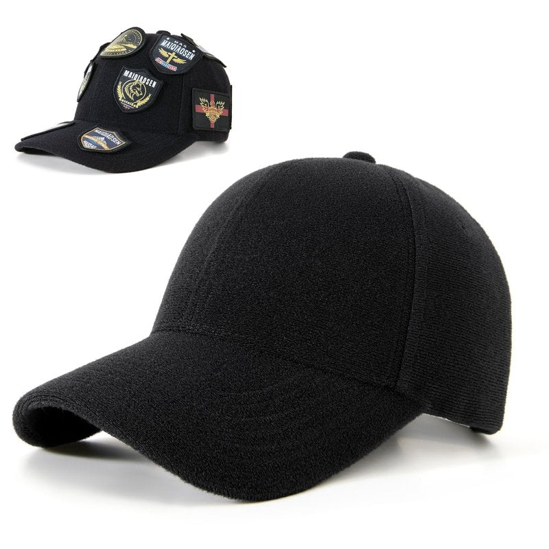 Classic Black Baseball Caps for Men Women Golf Dad Hat Patches Plain Cap Full Surface Hook-and-Loop Adjustable Trucker Hat Patch Hats for Mens Baseball Hats Running Outdoor Activities All Seasons