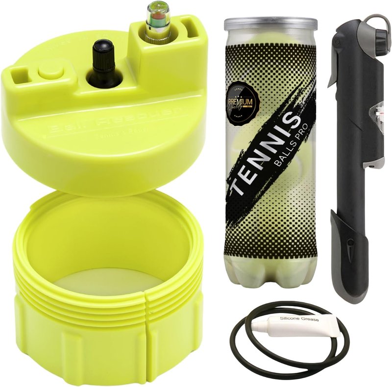 BALL RESCUER: Tennis Ball Pressurizer Premium Kit - Converts Compatible Tennis Ball Container to a 30 psi Pressurizer & Extends Ball (Includes Maintenance Kit, Compatible Container & Pump)