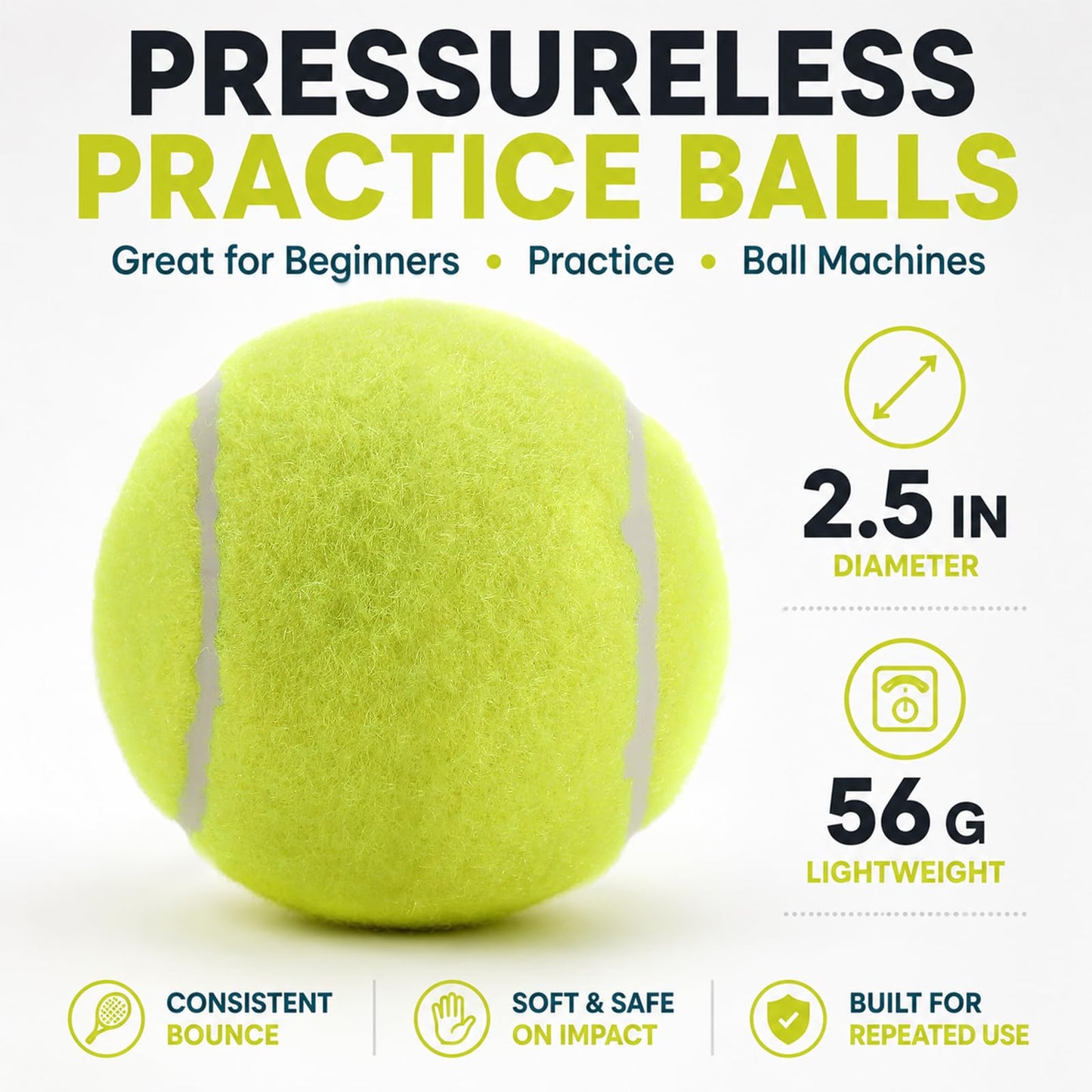 INSUM Bulk Tennis Balls for Beginner – 12 Pack High Elasticity Practice Tennis Balls with Mesh Bag, Suit for Pet Dog Training, Fetching (Yellow)