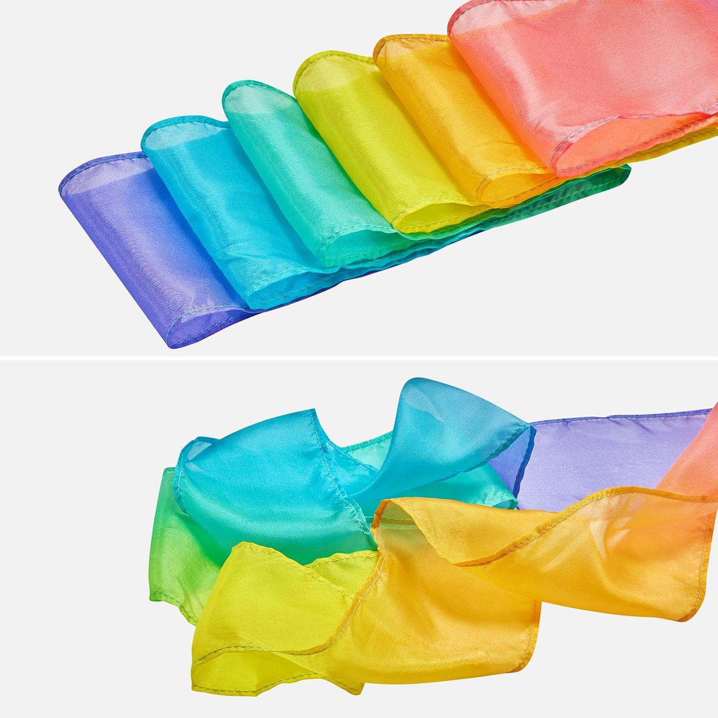 Skiennix 100% Silk Dance Ribbon Twirlers - Colorful Rainbow Play Silks for Kids | Perfect Birthday Gift