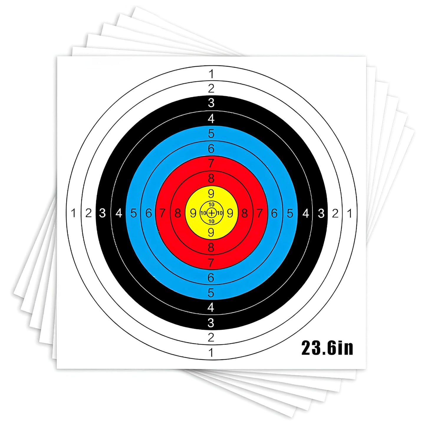 FENJANER Archery Targets Paper,16in/23.6In Standard Bow and Arrow Target Face with 10 Pcs Pin for Backyard Hunting & Target Practice (Standard Archery,10 Rings) (20 PCS 23.6X23.6In)