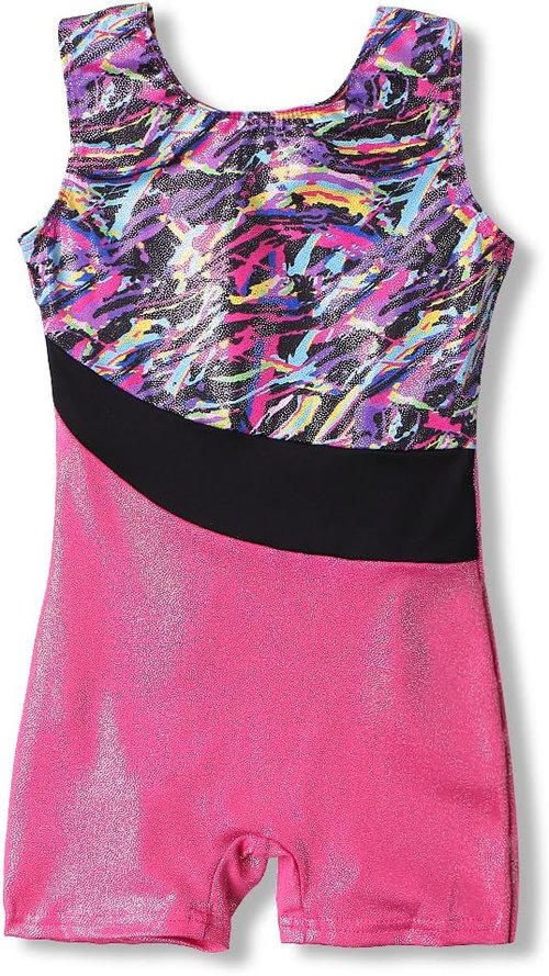 HOZIY Leotards for Girls Gymnastics Kids Children Biketard Snowflake Ribbon Blue Purple Hot Pink Sparkle