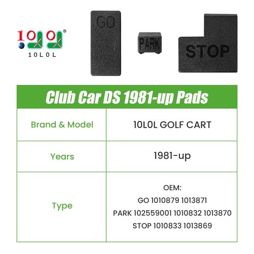 Golf Cart Accelerator Pedal Pad, Brake Pedal Pad, Parking/Hill Brake Pad Set, Club Car DS 1981-up Gas and Electric