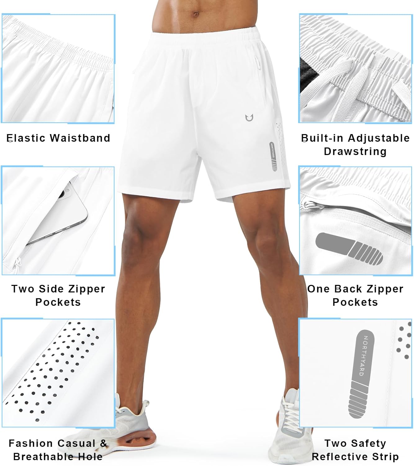 NORTHYARD Men's Athletic Running Shorts - Quick Dry Lightweight Gym Workout | 5"/7"/9" Options