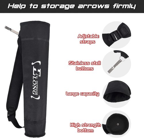 Elong Adjustable Archery Back Arrow Quiver Holder - Upgraded for Compound & Recurve Bows | Perfect for Youth & Adults