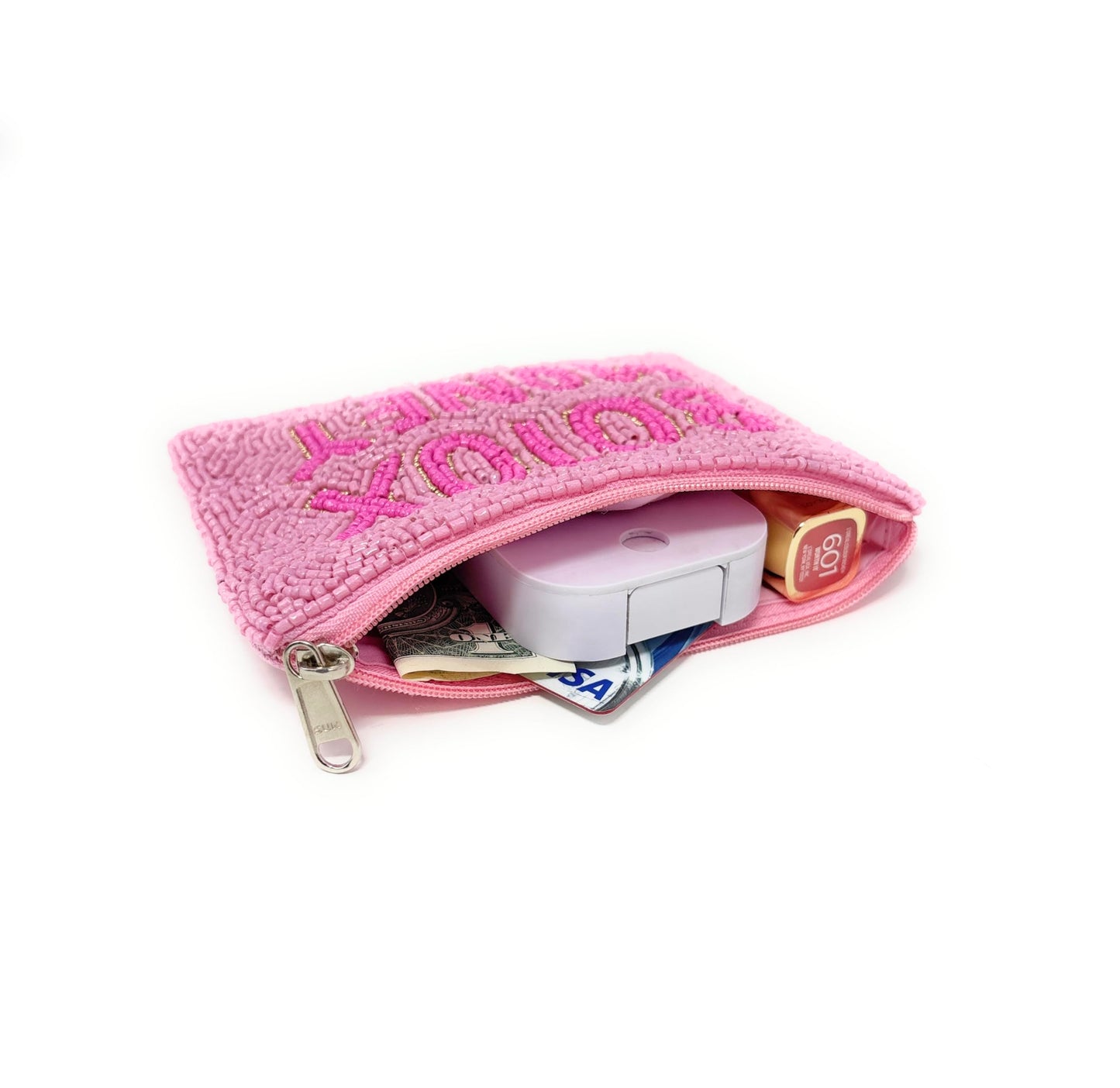 Pink Botox Money Beaded Coin Purse, Coin Pouch, Smalls Wallets for Her, Birthday Gifts, Botox Money Pouch, Pink Pouch Purse