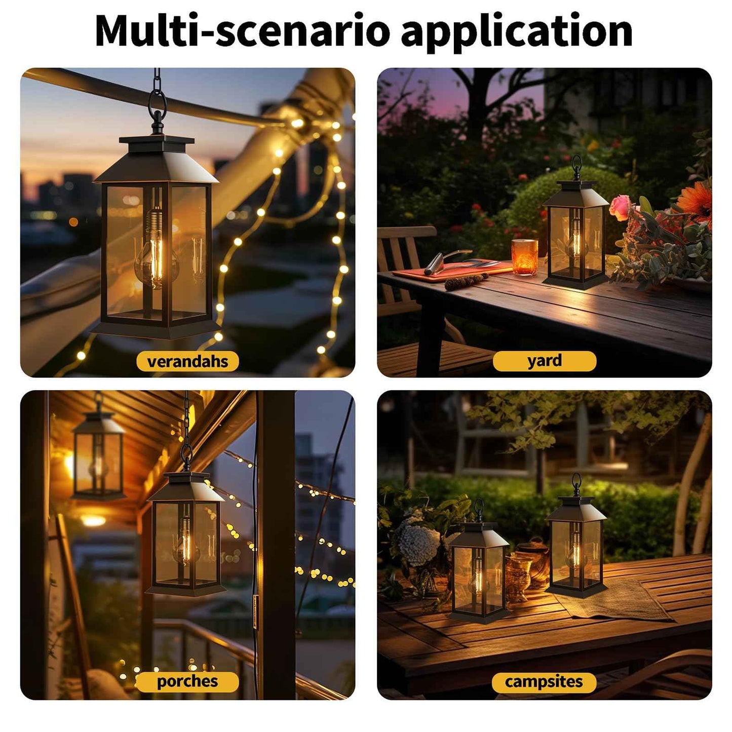 AYTPU 2 Pack Hanging Solar Lanterns Glass Solar Lights Outdoor Waterproof Upgraded Solar and 2 AA Batteries Powered, for Outside Porch, Patio and Indoor Tables, Mantelpiece
