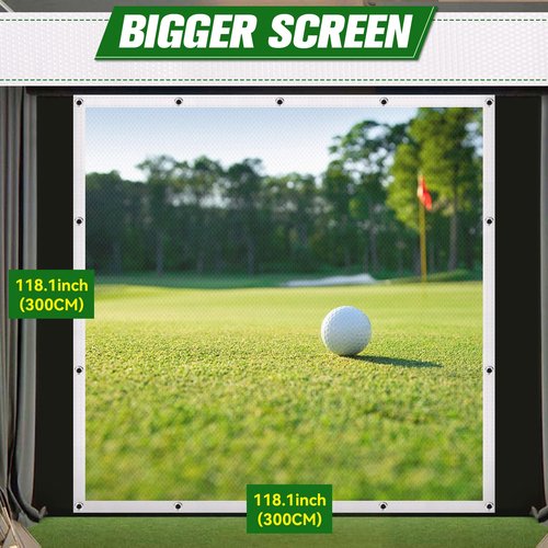 Aikeec Golf Simulator Impact Screen – 7mm Thickened Ultra-Clear Hitting Screen with 32 Grommets (10ft x 10ft) for Indoor, Outdoor & Garage Training