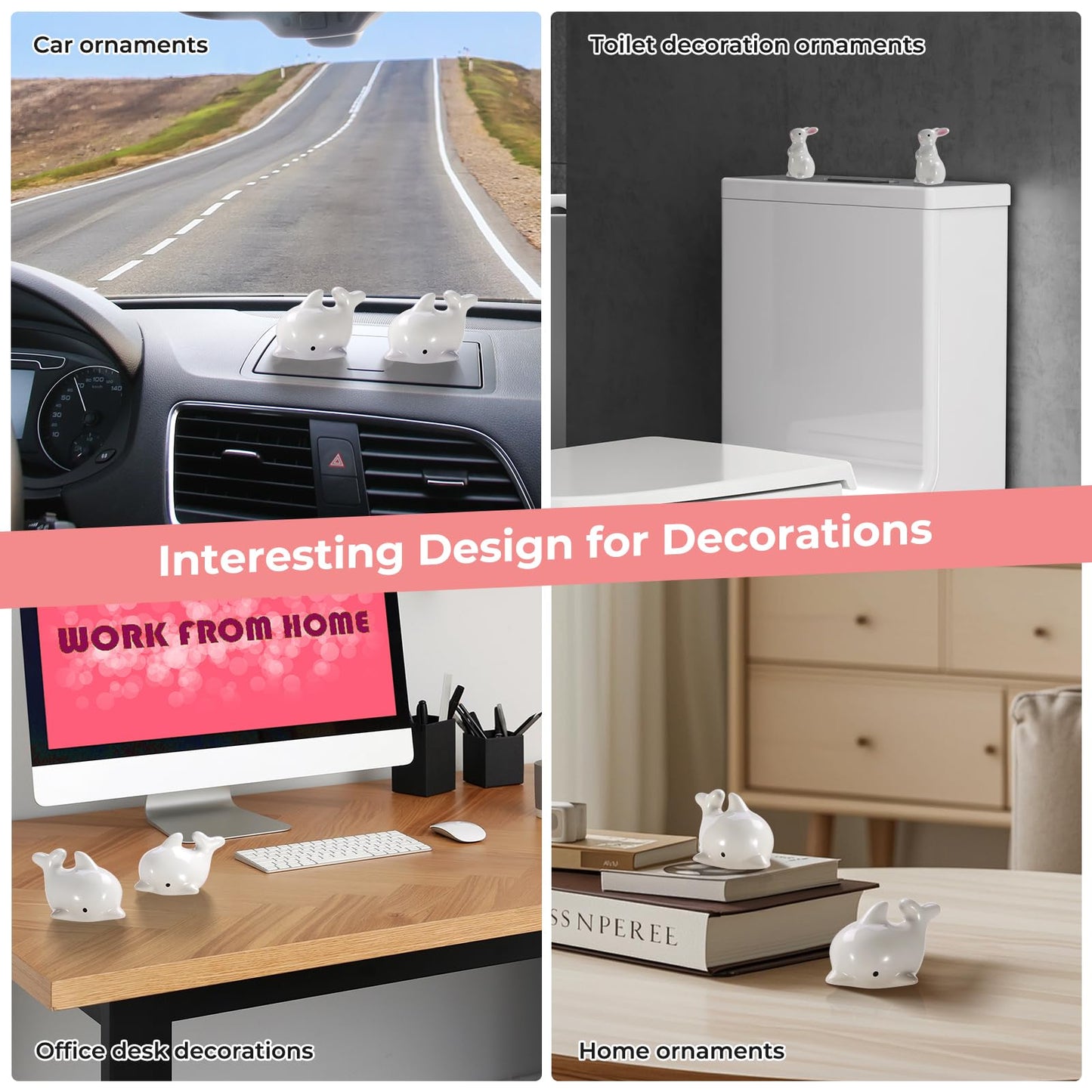 Dolphin-Shaped Ceramic Toilet Bolt Caps (2 Pack) - Decorative Toilet Bowl Bolt Cover Covers for Bathroom, Hide Unsightly Screws & Enhance Bathroom Aesthetics, Universal Fit Toilet Screw Covers (White)