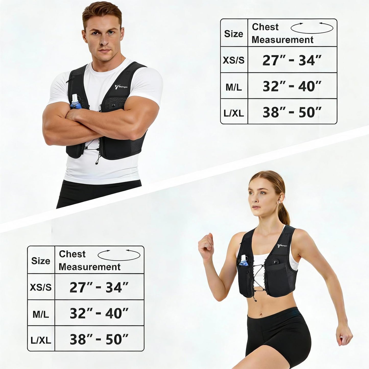Running Vest for Women Men, 10L Lightweight Hydration Vest, Adjustable Elasticated Crisscrosses, Front Phone Pocket, Running Vest with 500ml Soft Flask for Marathon, Training Runs (Medium-Large)