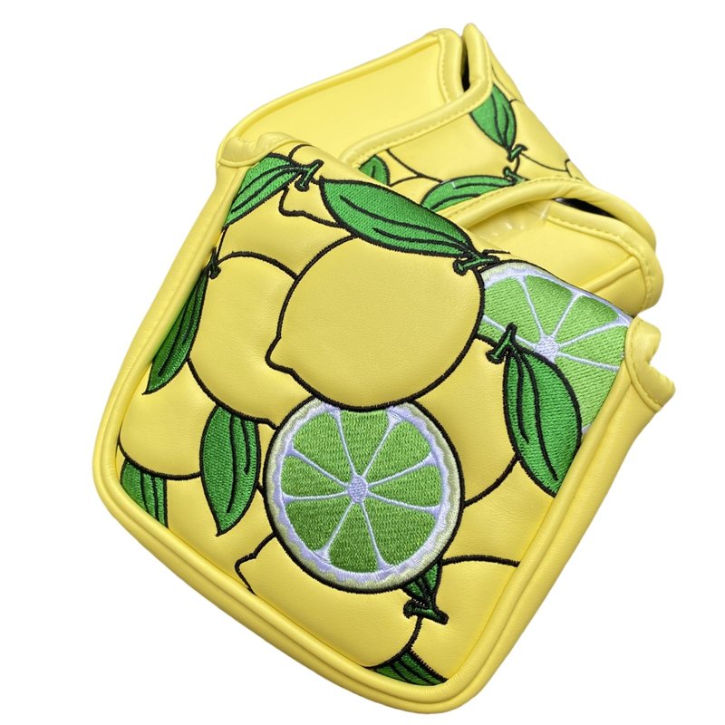 Putter Cover Magnetic Square Mallet Putter Head Cover Yellow Lemon Golf Headcover, Great Golf Gifts for Men or Women Golfer, PU Leather Golf Club Protective Cover Case