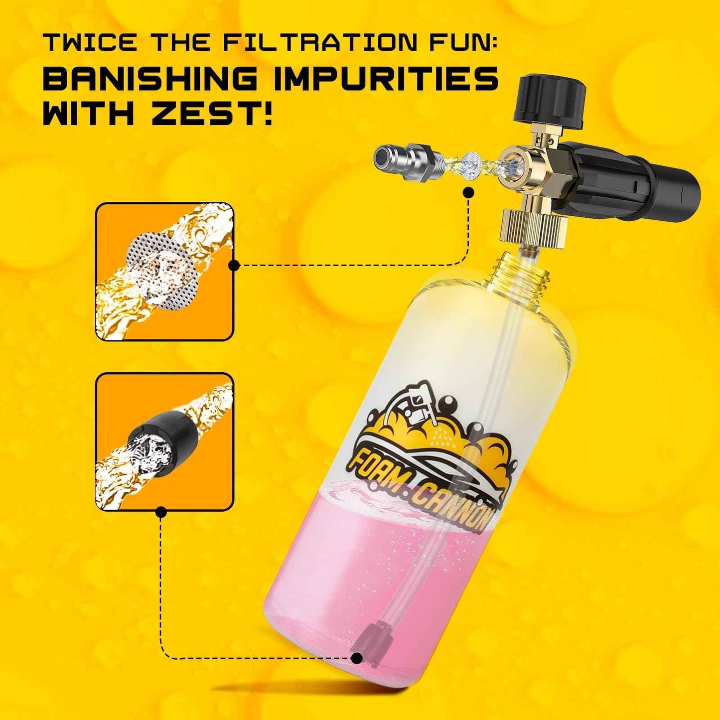 SOFIPE Foam Cannon Kit, 1L Bottle with 5 Pressure Washer Nozzle Tips & Turbo Nozzle, 1/4 Inch Quick Connector, 4000 PSI Max, Compatible with Gas Pressure Washers&Electric Pressure Washers