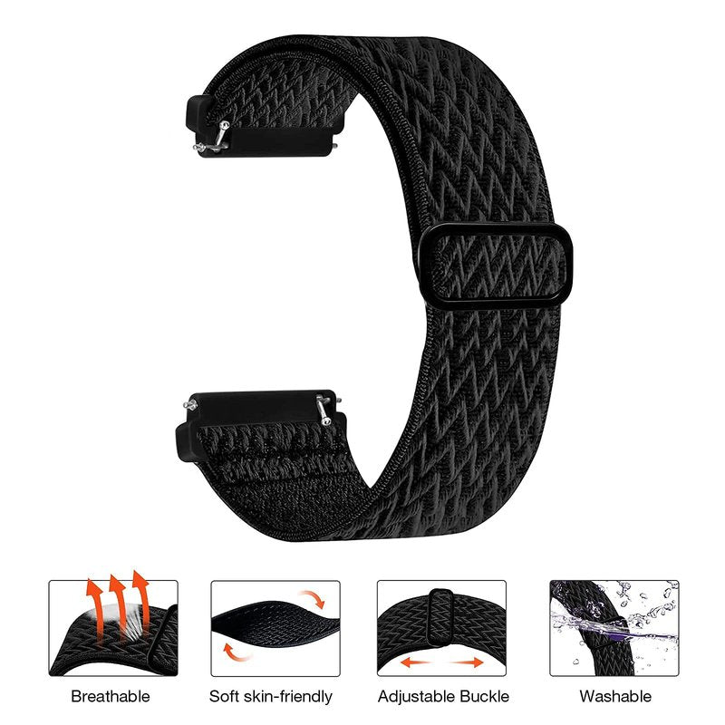 BOTNUW 4 Pack Elastic Bands - Compatible with Fit bit Versa 2, SE, Lite Wristbands - Soft Loop Nylon Adjustable Stretchy Replacement Straps for Women and Men
