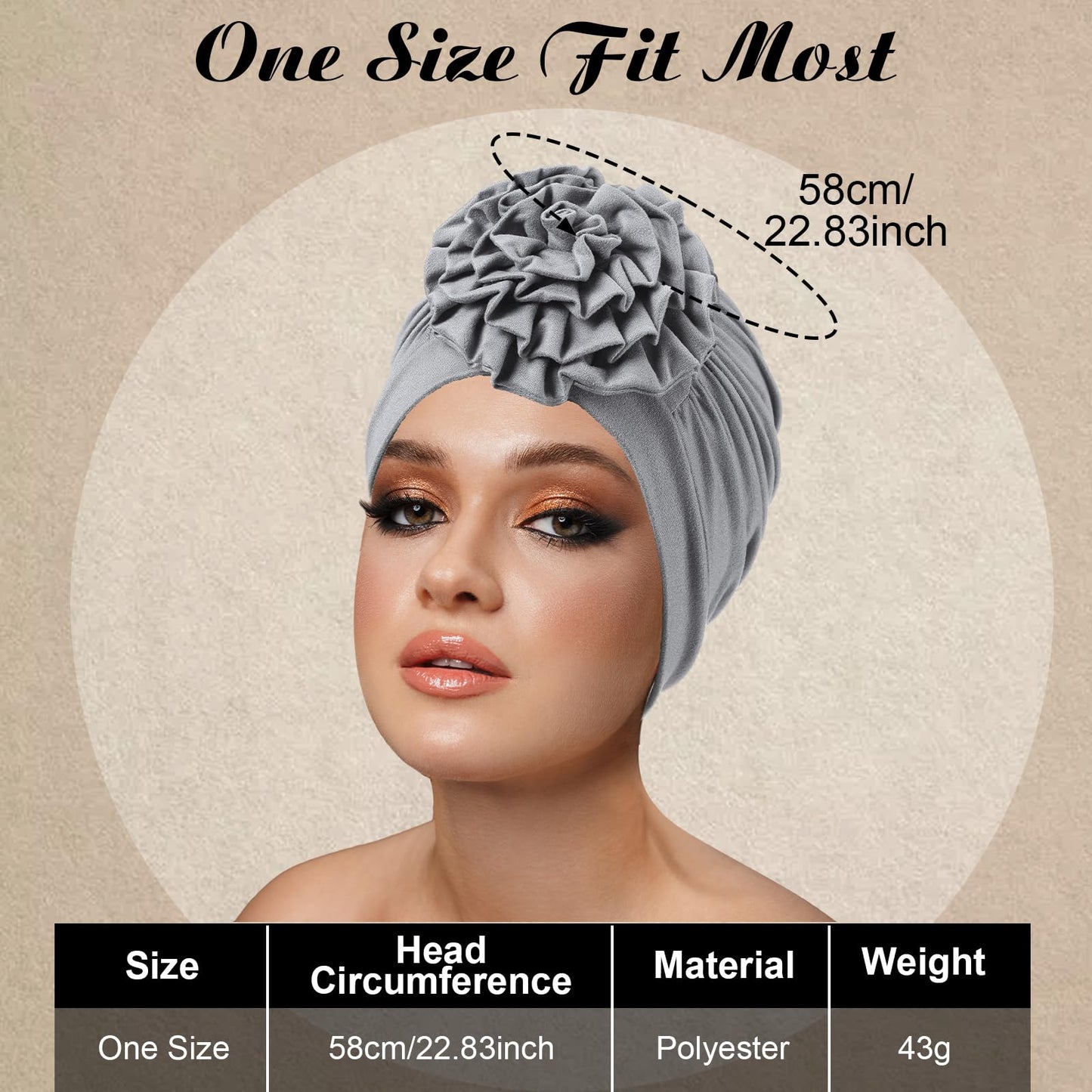 JenPen 4 Pcs Chemo Turban Headwear for Women Soft Cancer Headwear Flower Turban Elastic Head Wrap Cap for Women Cancer Patients Hair Loss
