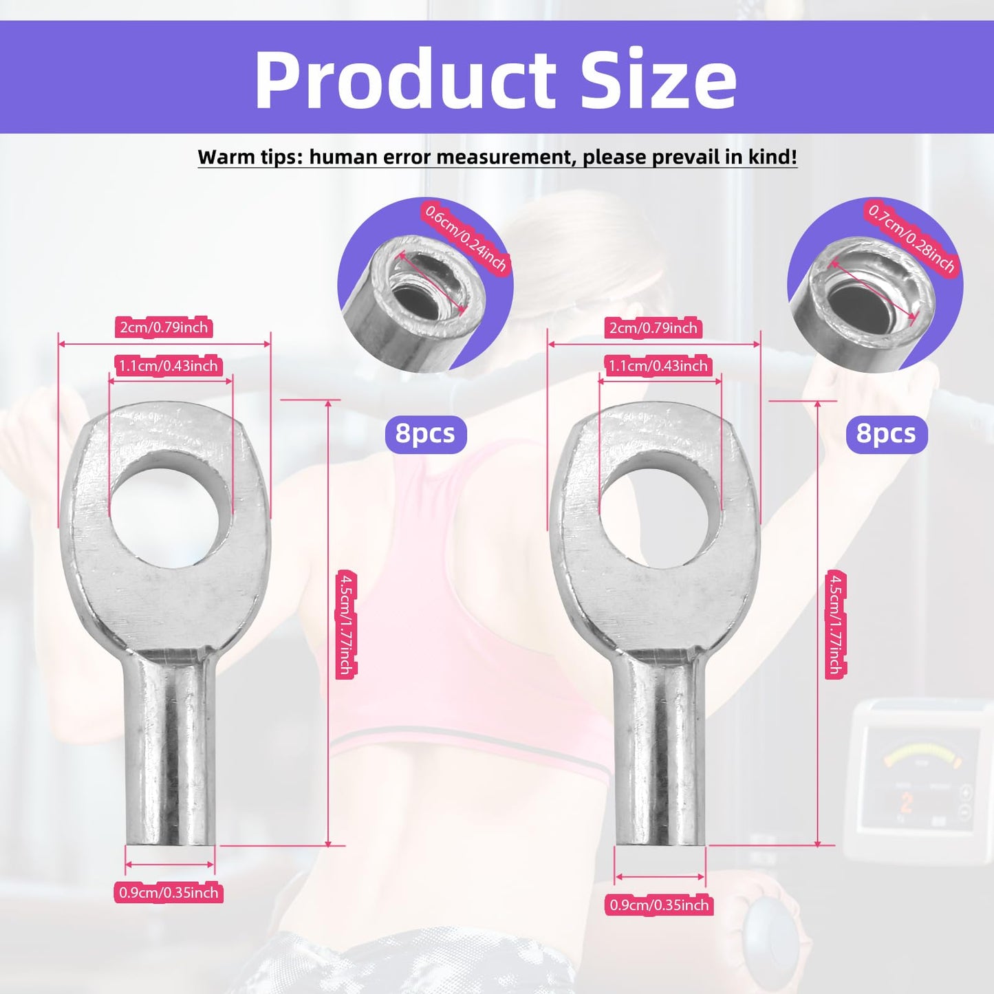 LJZP 16Pcs Wire Rope Eyelets Replacement End Terminal for 5mm/6mm Cable Ball Stopper, Fitness Equipment Wire Rope Terminal Connector Joint Plug Stoppers for Gym Pulley Cable Weight Lifting Machine