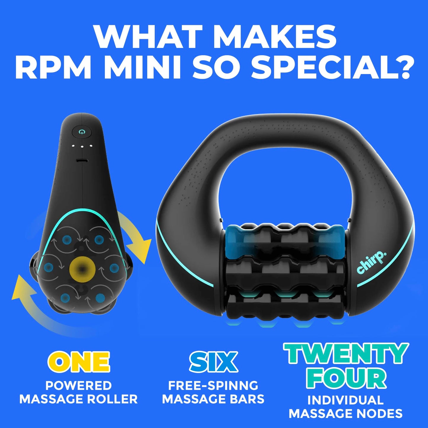 Chirp RPM Mini Rolling Percussive Massager, Deep Tissue Muscle Roller