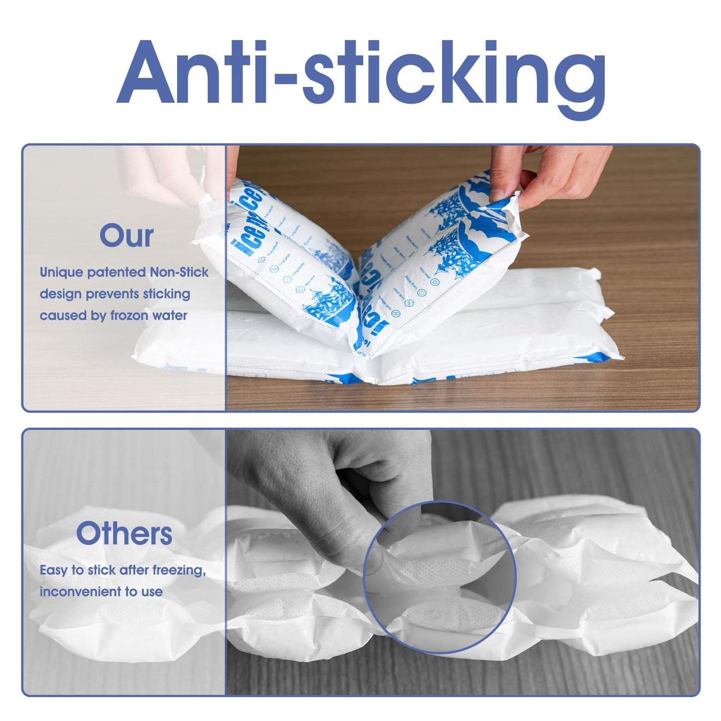 ICE OWL Dry Ice Packs for Shipping Non-Stick for Food Double-Sided Absorption TUV and SGS Tests Long Lasting Shipping Cold Packs 5 Sheets 14"x8.7" for Coolers Lunch Bags 5x4 Cells