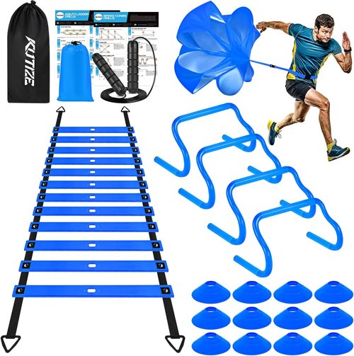 KUTIZE Agility Training Equipment - 20FT Ladder, Hurdles & Cones Set for Soccer | Speed & Skill Development