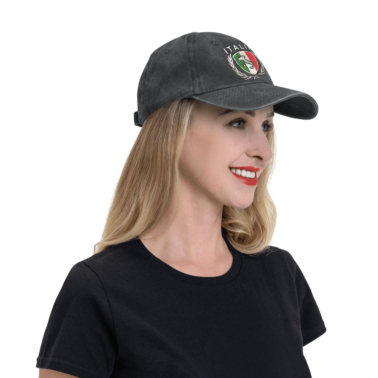 Bshuey Italy Italia Italian Flag Embroidered Hat for Men Women Cotton Adjustable Baseball Cap Hats Black