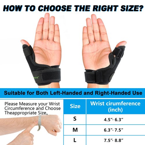 KONSEDIK Trigger Finger Thumb Splint,Adjustable Thumb Spica Support Stabilizer Brace for Pain,Sprains, Arthritis,Tendonitis,De Quervains Tenosynovitis,CMC Joint (Small)
