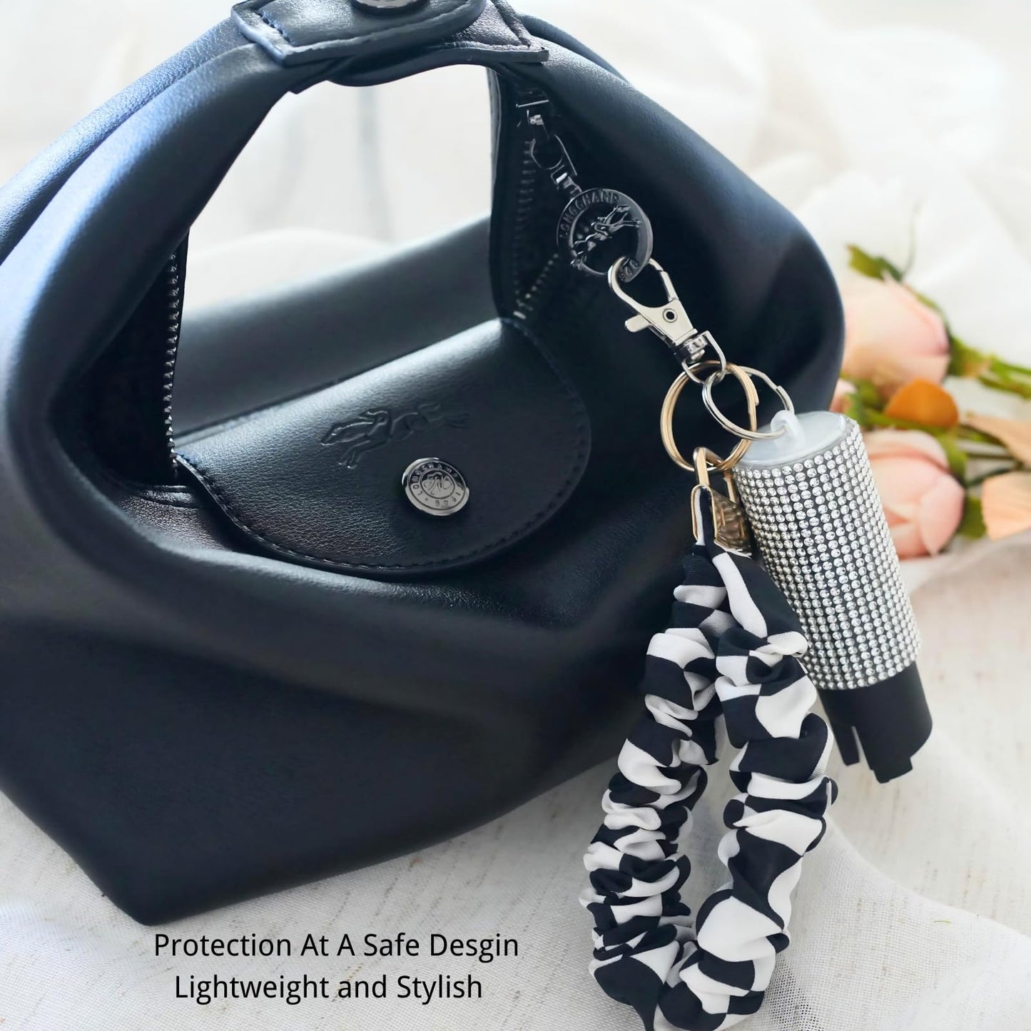 Cute Mini Bling Pepper Spray Keychain for Women - Lightweight, Easy-to-use Safety Twist Top for Quick Release Fashion Keychain Accessory for Personal Protection (Bling Bling)