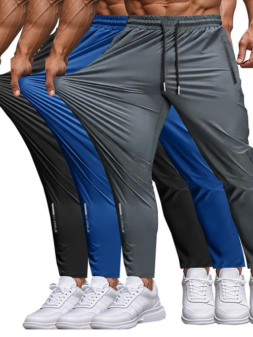 Hidkat Men's Sweatpants Lightweight Active Pants Quick Dry for Running 、Jogging 、Yoga、Golf with Zipper Pockets