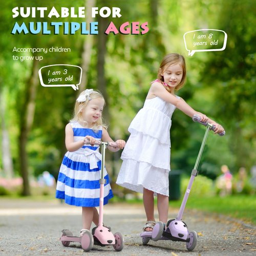 MOUNTALK 3 Wheel Scooters for Kids Age 3-5/5-8 Years Old, Kick Scooter for Boys and Girls with Light Up Wheels, Mini Scooter for Children(Pink)