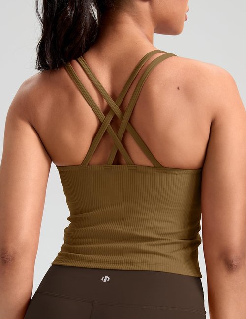 HeyNuts Zeal Bras | Longline Ribbed Sports Bra with Crisscross Back & Removable Pads | A-D Cups