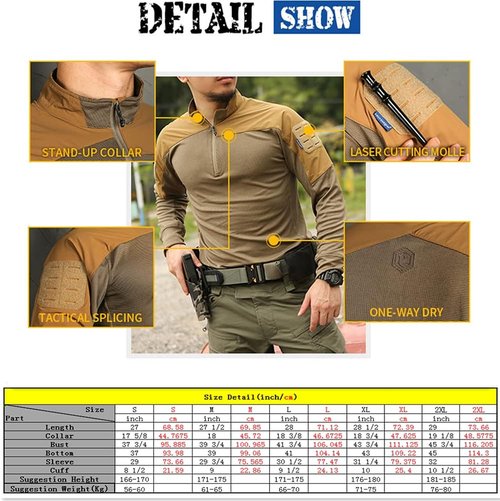 EMERSONGEAR Tactical Quick Dry Long Sleeve Shirt - Ideal for Airsoft, Paintball & Hiking | Men's Gym Tee