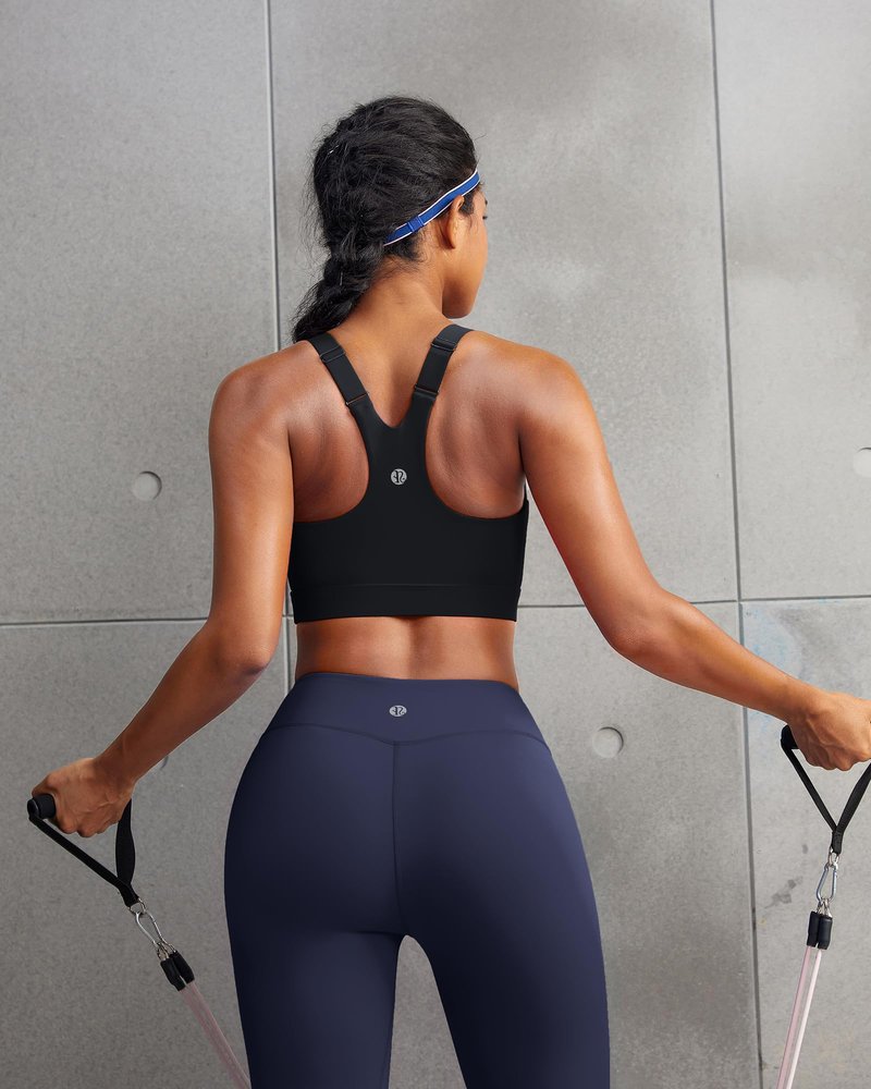RUNNING GIRL Black Sports Bra for Women,Adjustable Straps Molded Cups High Support Sports Bras for Women Large Bust(3110Black_M)