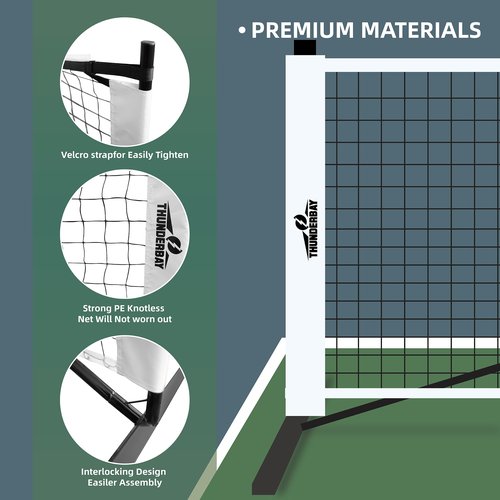 THUNDERBAY Portable 22FT Pickleball Net, Game Standard Size, Anti-sag Design, Stable Metal Frame and Powerful PE Net