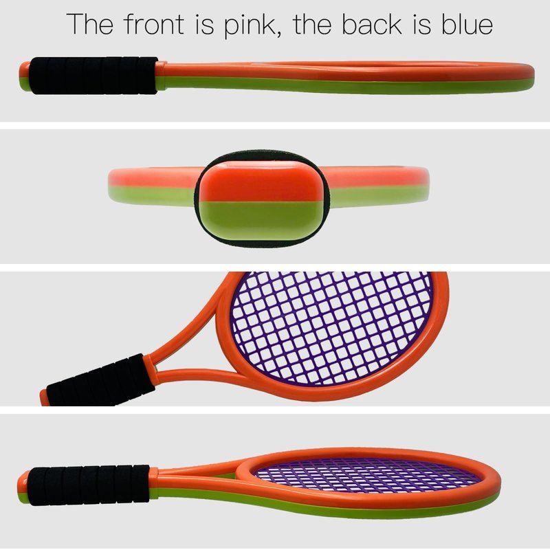Crefotu Kid Tennis Racket Set for Toddler,Children,Sponge Handle, Includes 6 Badminton, 1 Tennis Ball, Bag and 2 Balls - Increase Children's Sports,Improve Tennis Skills (Grey Orange&Green)