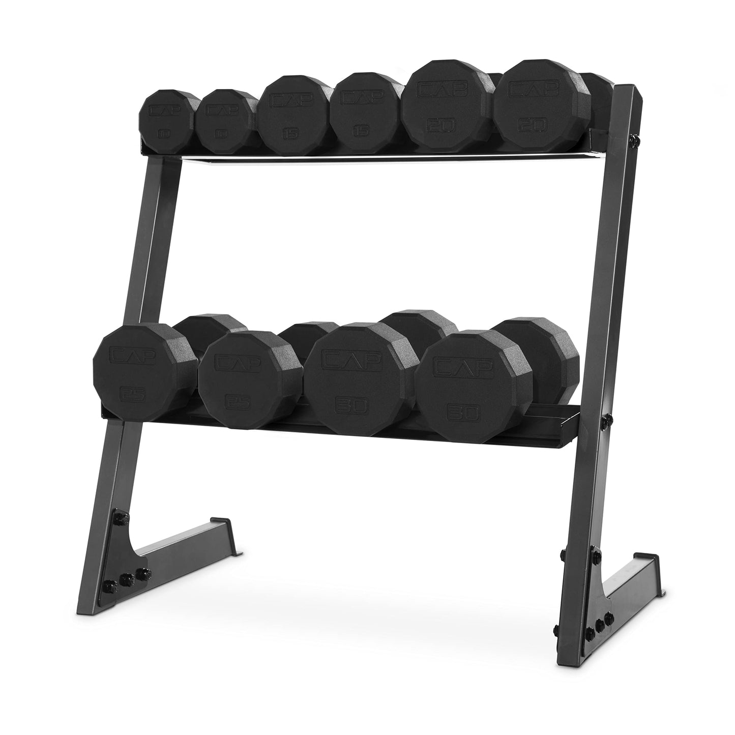 CAP 30lb Rubber Coated 12-Sided Dumbbell, Chrome Grip, Free Weights, Single