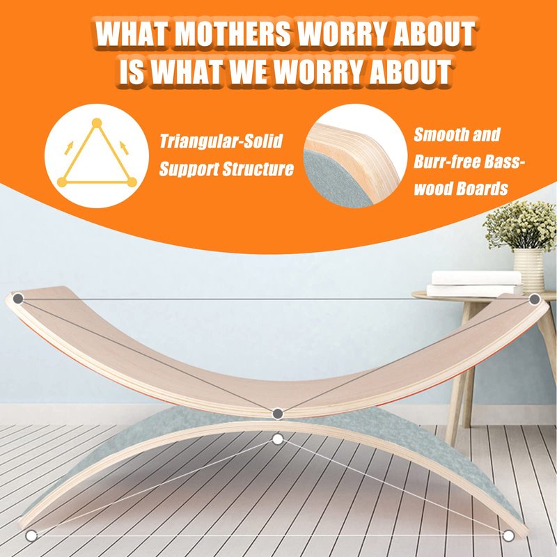 Wobble Balance Board for kids Toddler Open Ended Montessori Learning Toy, 35 Inch Natural Wood Rocker Board for Children's Room Yoga Classroom