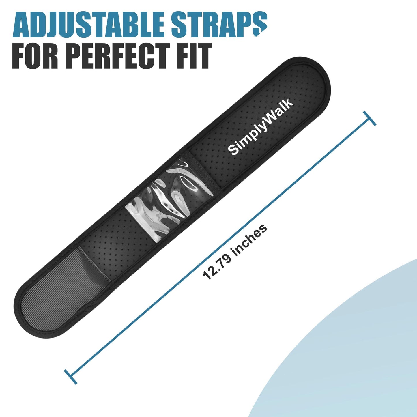 SimplyWalk Ankle Band(Size Medium) for Large Fitness Pedometer, (Counter NOT Included) Soft Wear Ankle Band with Transparent Pouch for Step Counter (Pedometer Not Included) (Black)