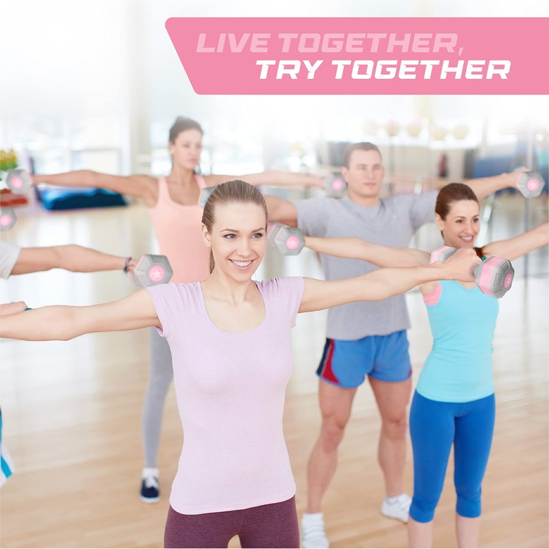 Yes4All Adjustable Dumbbells For Women/Non-Slip & Safe PP Plastic-Coated Dumbbell Sets (Pair) With Easy 3.68-To-5 LBS Weights Change, Anti-Roll Hex Shape, Pleasing & Compact Design For Any Routine