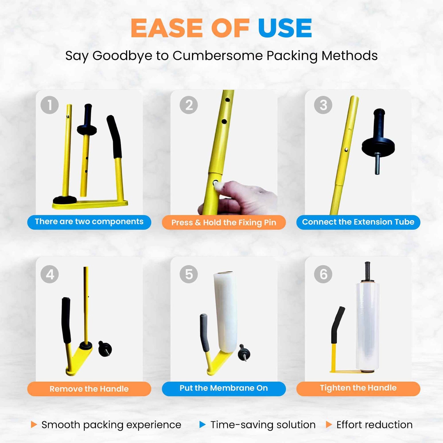 XQUZITE Adjustable Heavy Duty Stretch Film & Plastic Wrap Dispenser – Shrink Wrap Handle for 18" & 20" Rolls – Boxes and Pallet Wrapping Machine for Industrial, Commercial & Home Use