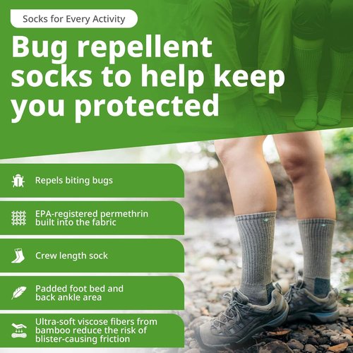 Insect Shield Midweight Hiking Socks - Permethrin Bug Repellent Protection for Men & Women