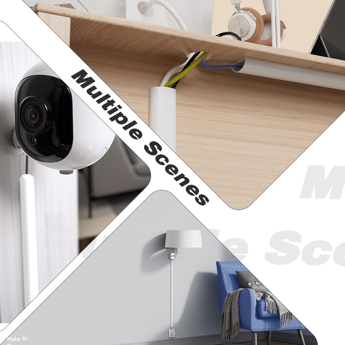 Silicone Cord Hider Wall for 1 Cable,Side-Opening Cord Covers for Wire on Wall,Self-Adhesive Cable Hider Raceway,Small TV Wire Hider, Flexible MINI TV Cord Hider for Wall Mounted TV(118''-White)