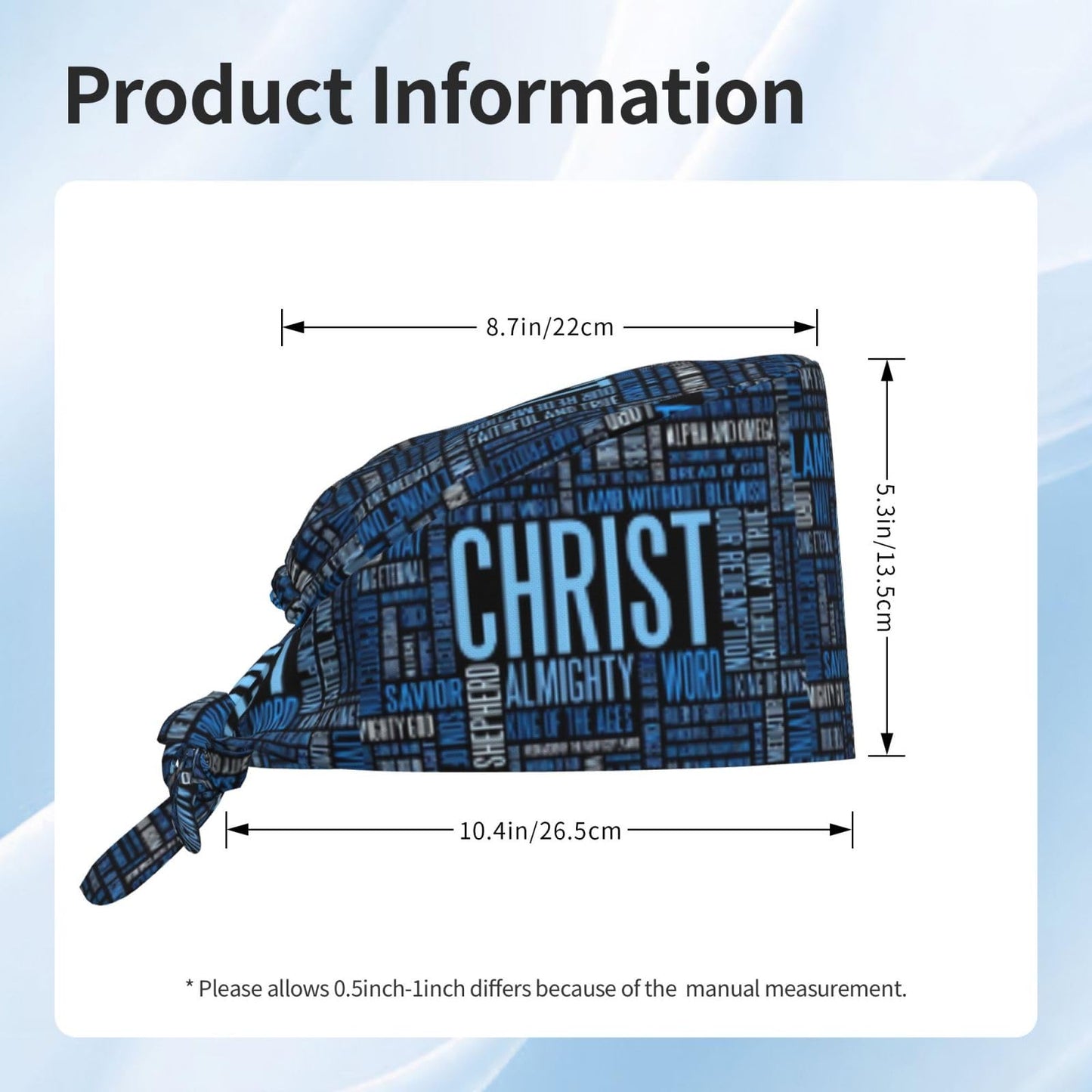 Christ Jesus Cross Working Cap Scrub Cap with Sweatband Adjustable Unisex Tie Back Hat Nursing Doctor Surgeon Cap for Women Men