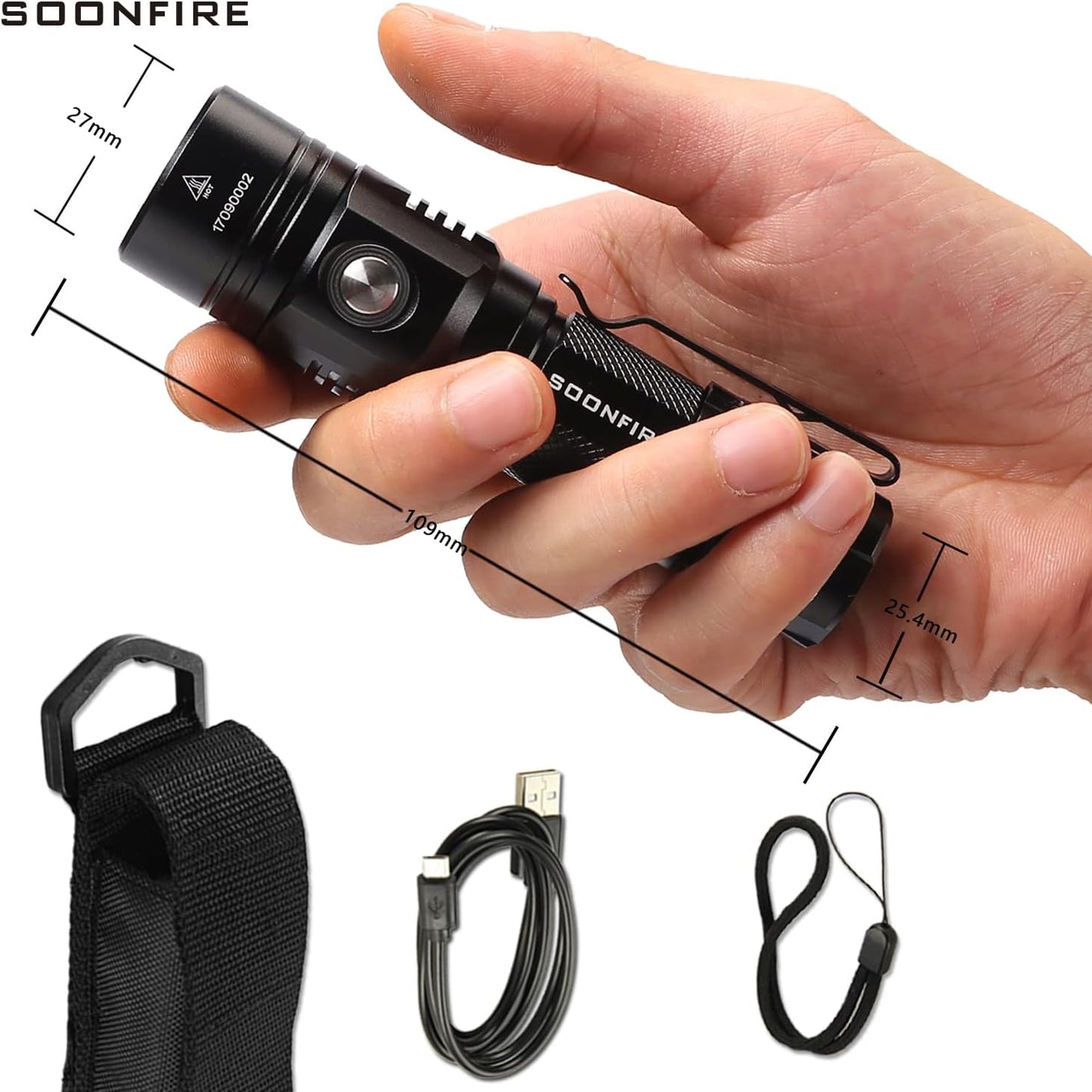 Skiennix 1000 Lumens LED Flashlight - Waterproof & Rechargeable EDC for Camping, Emergencies, Security
