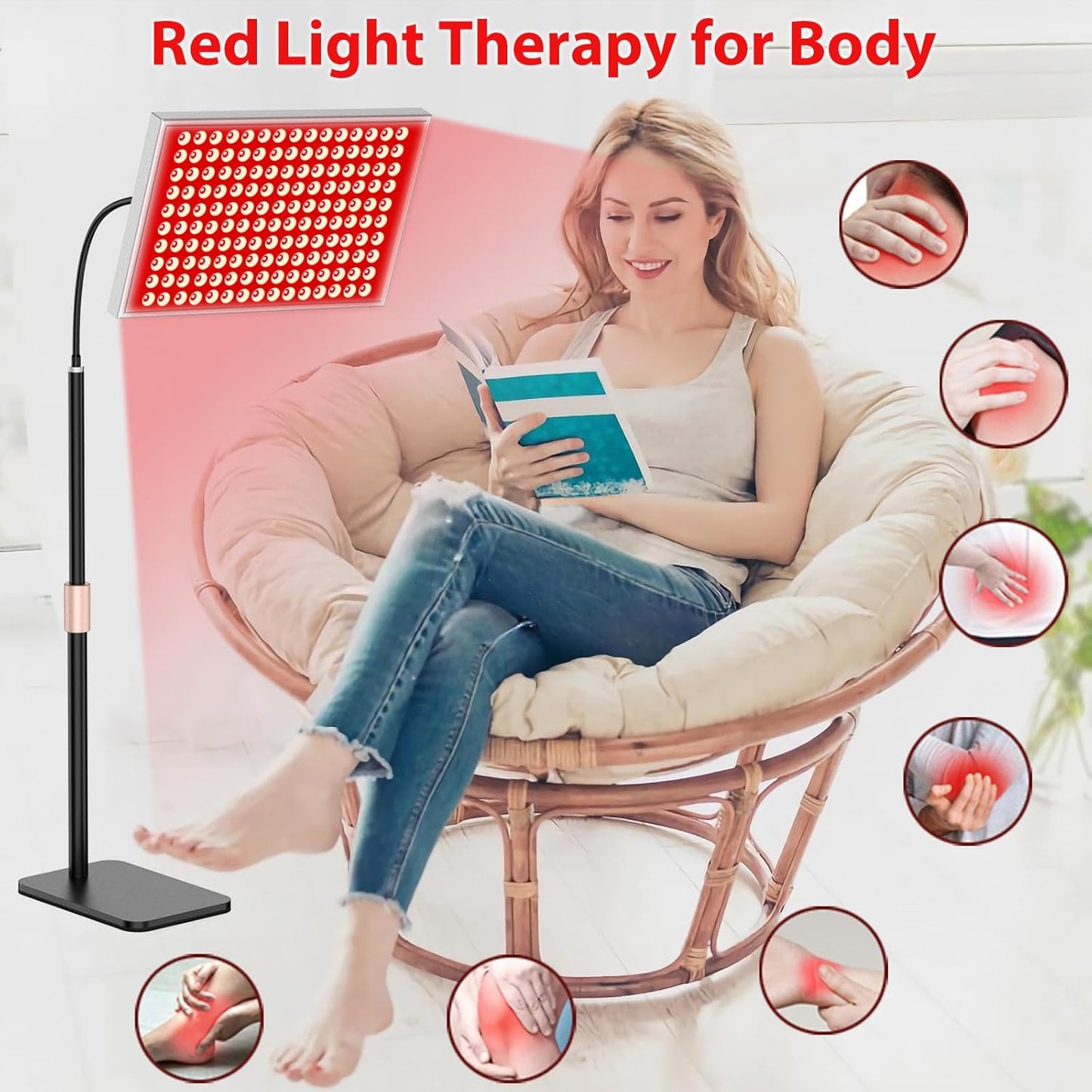 Red Light Therapy Lamp by [Brand Name] - 660nm & 850nm Infrared LED Panel Light | Adjustable Stand for Home, Office, Gym