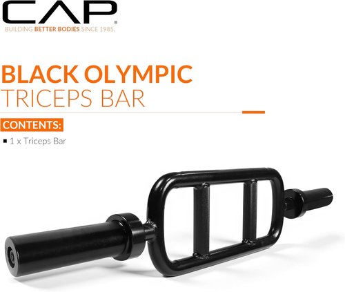 CAP Barbell 34" Olympic Triceps Bar - Durable Black Finish for Enhanced Strength Training