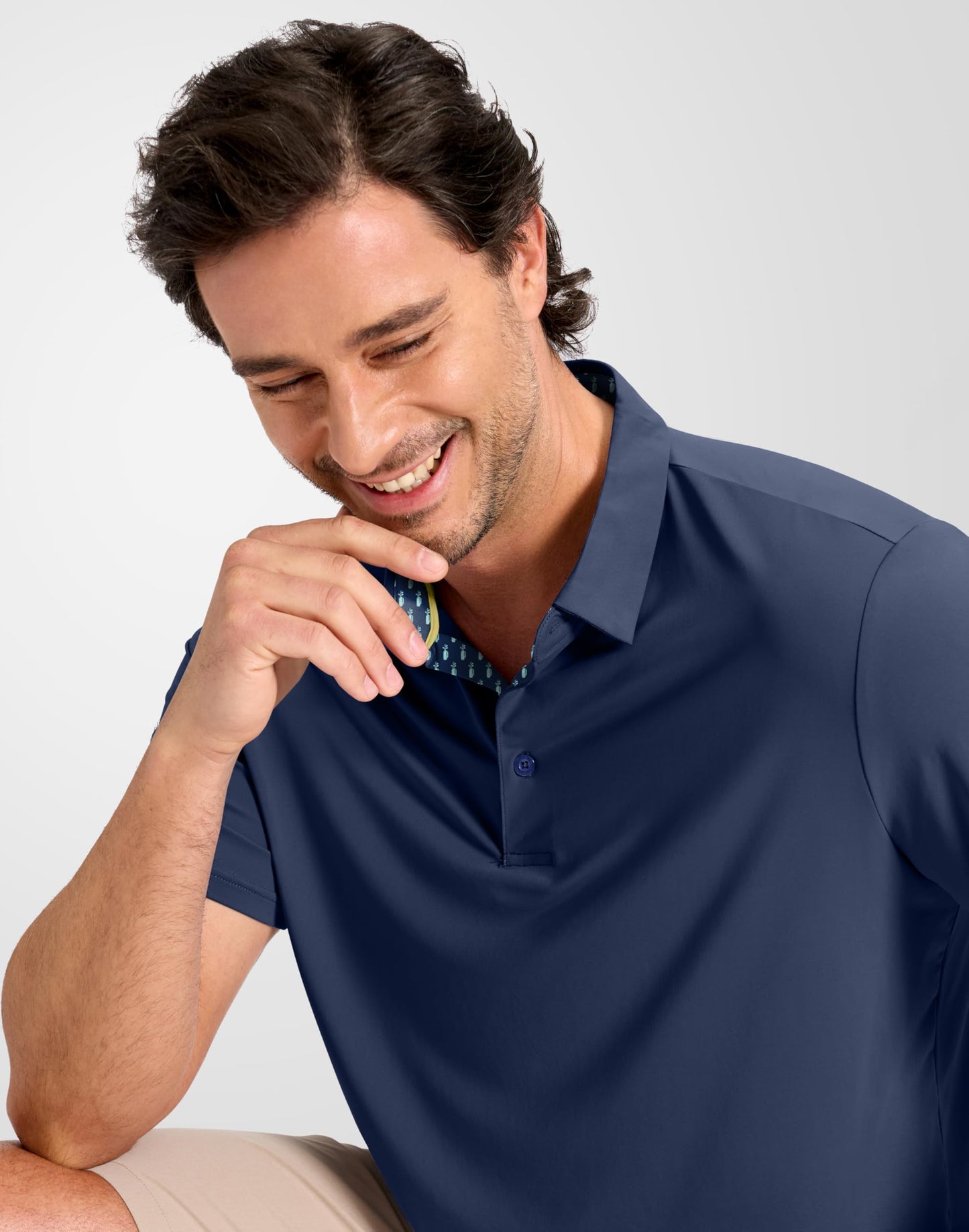 Obla Mens Golf Shirt Short Sleeve Dry Fit Moisture Wicking Performance Athletic Casual Work Collared Polo Shirts for Men (Navy_XL)