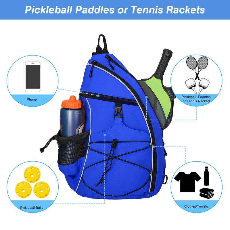 WOLT Pickleball Bag,Crossbody Sling Bags for Women Men,Pickleball Backpack with Fence Hook for Tennis, Racketball