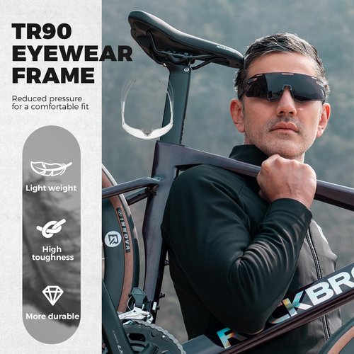 ROCKBROS Photochromic Cycling Sunglasses Bike Glasses for Men Women Sports Sunglasses UV Protection Grey